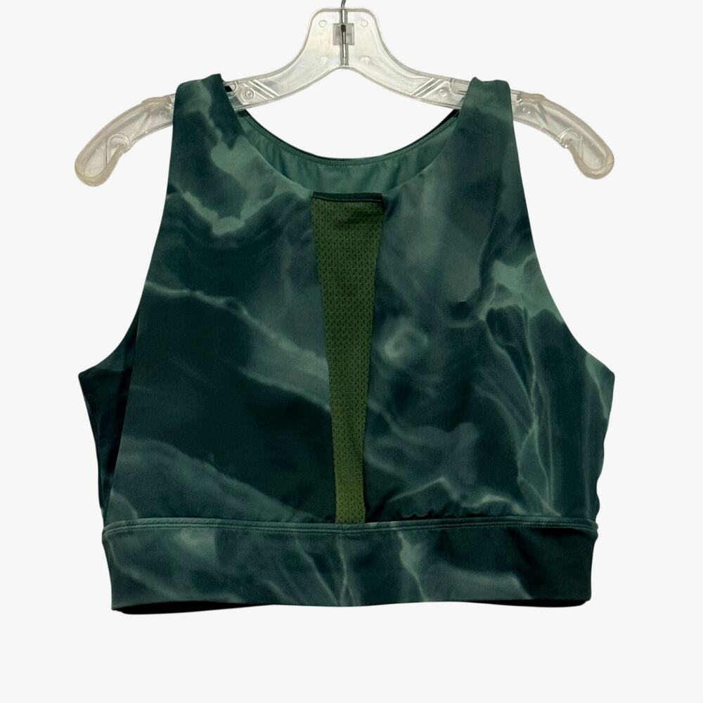 Buff Bunny Collection High Neck Cropped Sports Bra Green Marble Womens XXXL